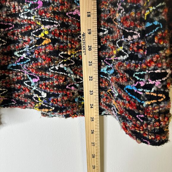 MADE IN HEAVEN Cardigan Women M Black Multi Boucle Open Sweater Knit Stretch Y2K - Picture 5 of 6